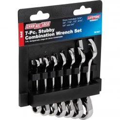 Channellock Standard 12-Point Stubby Ratcheting Combination Wrench Set (7-Piece)