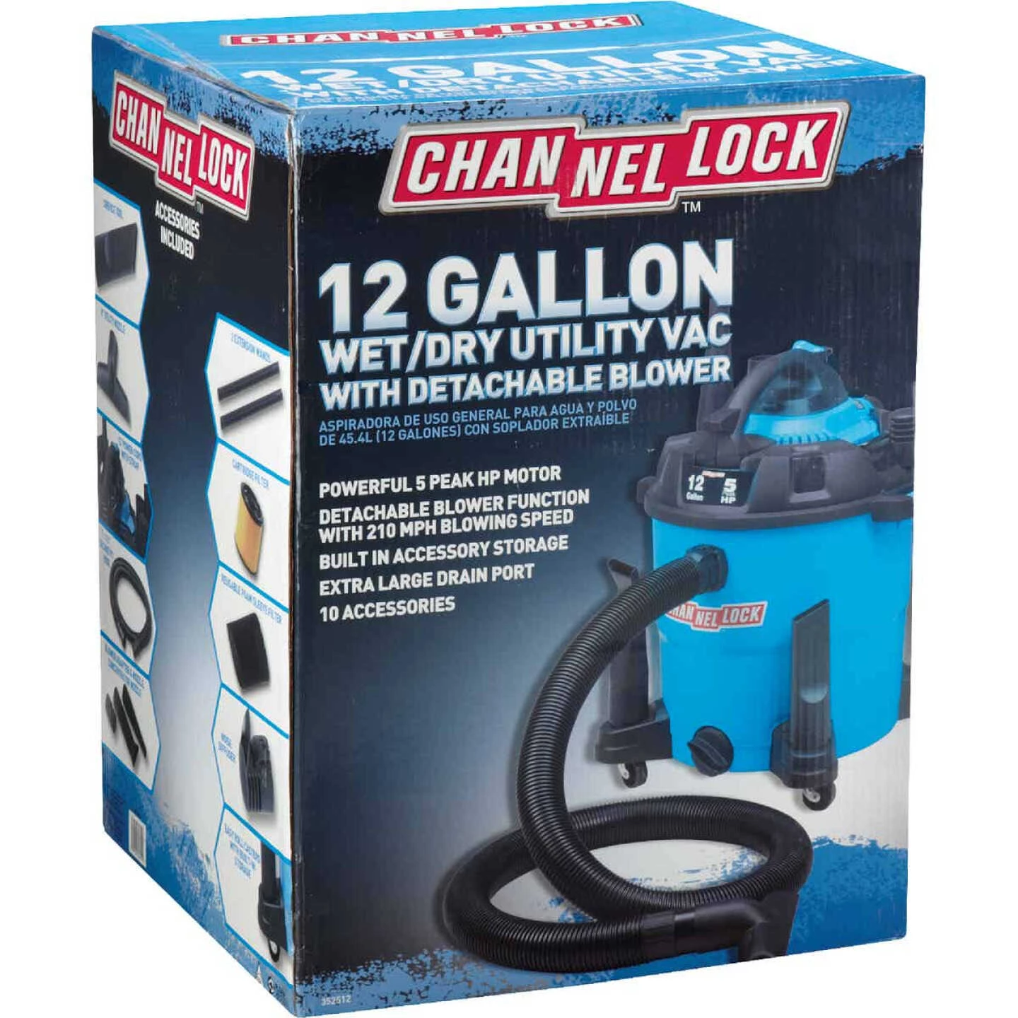 Channellock 12 Gal. 5.0-Peak HP Wet/Dry Vacuum With Blower 7 Channellock 12 Gal. 5.0-Peak HP Wet/Dry Vacuum With Blower - Image 5