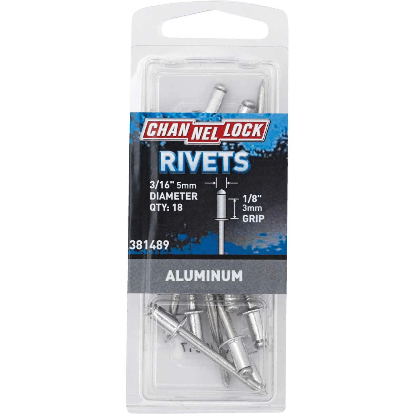Channellock 3/16 In. Dia. X 1/8 In. Grip Aluminum POP Rivet (18-Pack) 3 Channellock 3/16 In. Dia. X 1/8 In. Grip Aluminum POP Rivet (18-Pack)