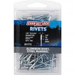 Channellock 1/8 In. To 5/32 In. Dia. X 0.157 In. To 0.315 In. Grip Aluminum Multigrip POP Rivet (100-Pack)