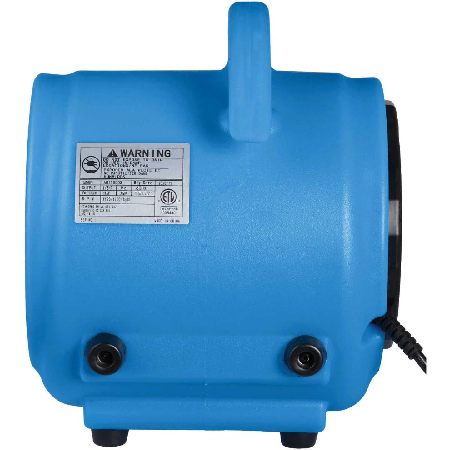 Channellock 3-Speed 4-Position 800 CFM Air Mover Blower Fan 10 Channellock 3-Speed 4-Position 800 CFM Air Mover Blower Fan - Image 8